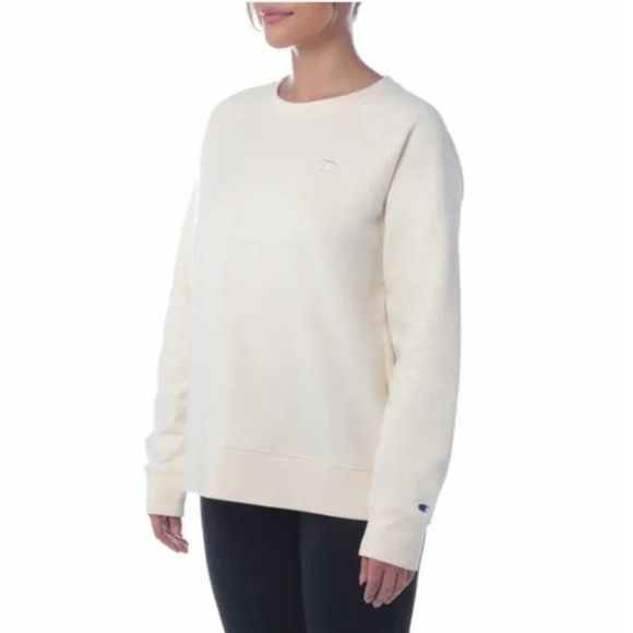 Champion Soft Suede Fleece Crewneck Sweatshirt Sweater Natural Women's Medium - Picture 2 of 9